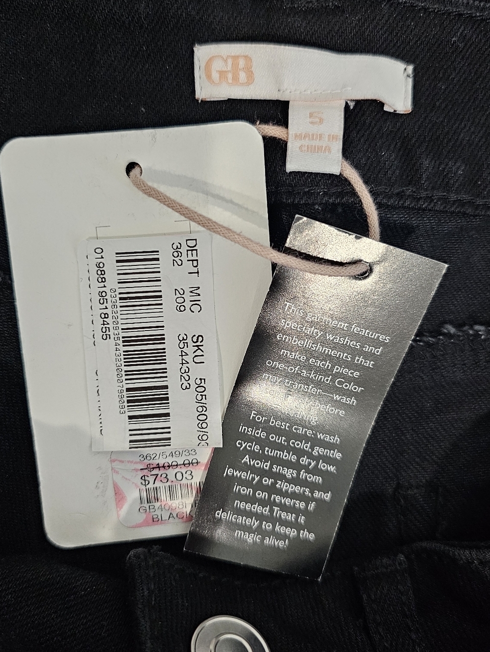 Gianni Bini Black Straight Leg Jeans w/Cut Out Rhinestone Bands Women's SZ 5 & 7 - Picture 6 of 12